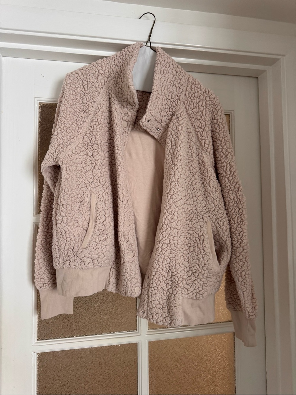 Zella Women's Teddy Fleece Jacket in Light Beige